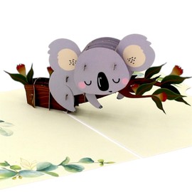 Baby Koala on a Gum Tree 3D Pop up Card, Pop up cards Australia, Birthday cards, Australia theme cards, Australian symbol