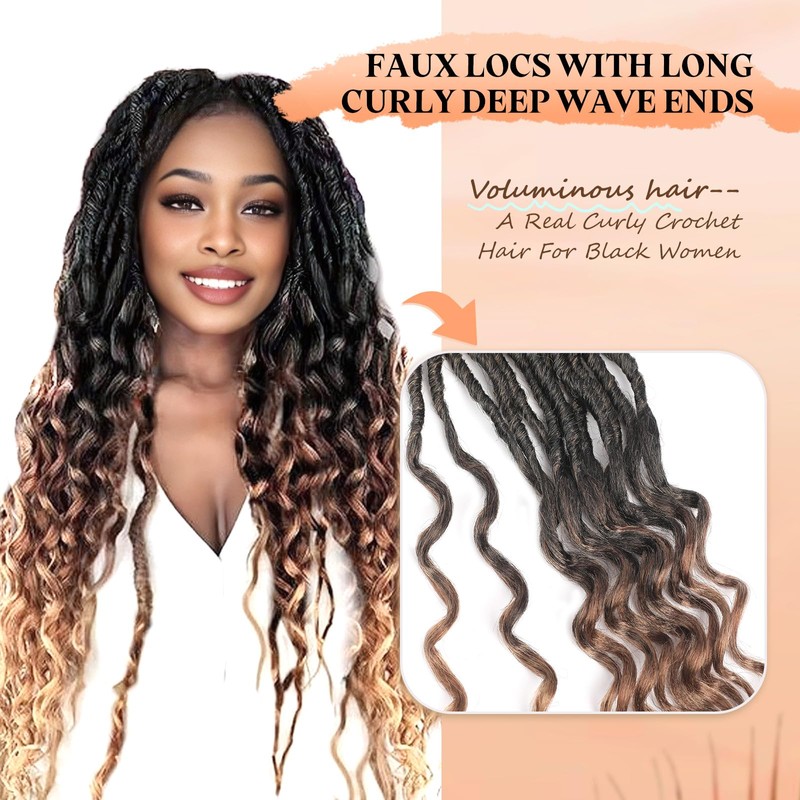 Short Ombre Deep Faux Locs Crochet Hair for Black Women-8