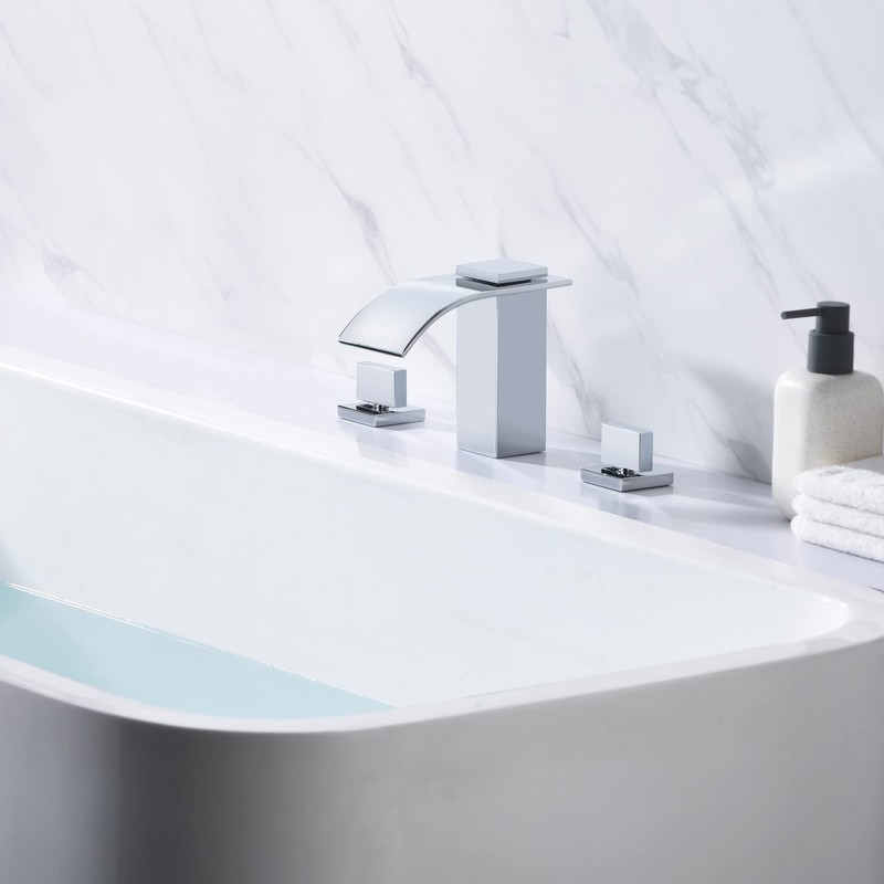 SUMERAIN 3 Hole Deck Mount Roman Tub Faucet Waterfall Bath