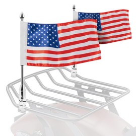 6.5" x 11" US Flag with Pole Mount for Harley, Honda, Suzuki, Kawasaki, Goldwing, Yamaha Compatible with 1/2" Motorcycle Round Luggage Rack (2PCS)