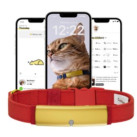 Catlog Health Tracker for Cats - Smart Cat Collar with Safety Breakaway Buckle for Indoor Cats, Wellness Alerts, Real-time Monitoring (Red, XS)