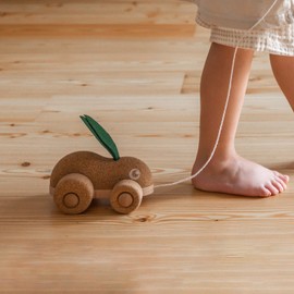 Korko Run Bunny Pull-Along Rabbit Made of Cork and Wood - Promotes Fine Motor Skills & Coordina-Tion for Toddlers