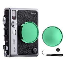 MUZIRI KINOKOO Lens Cap for Fuji Instax Mini EVO Instant Camera, Premium Plastic Mini EVO Lens Cover in Flocking Internal with Anti-Loss Rope - Green