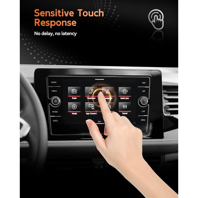 CDEFG Tempered Glass for 2025 VW Taos Screen Protector, 8