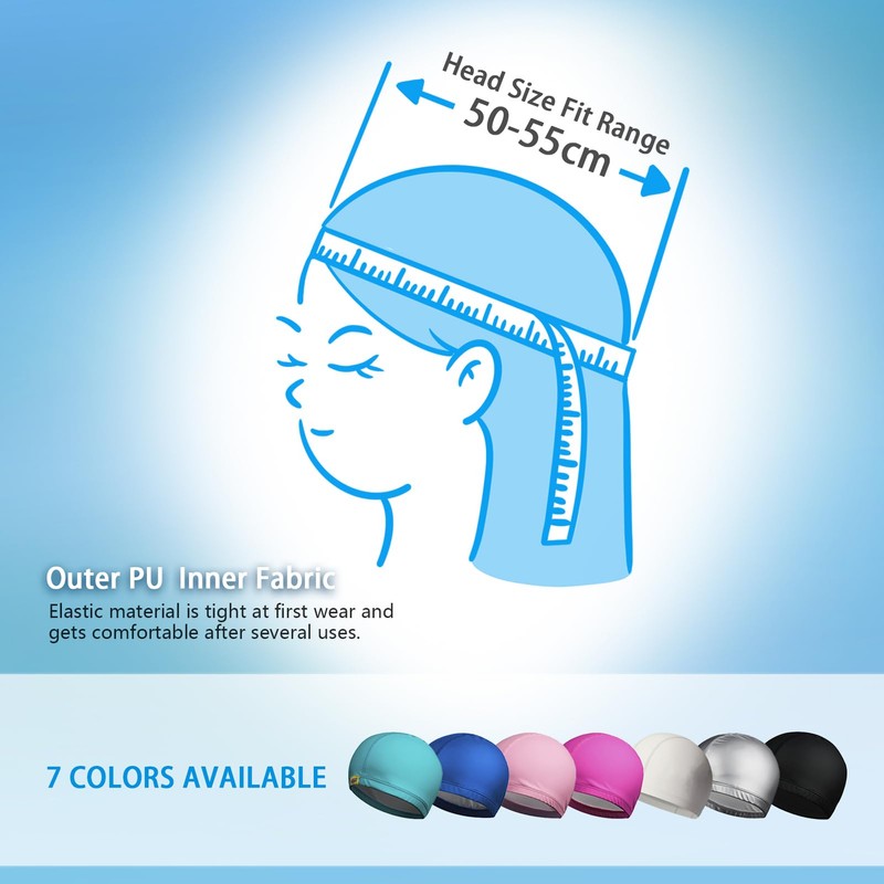 Lynllsh PU Fabric Swim Cap for Long Hair, Women &