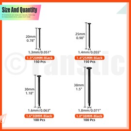 Tanstic 500 Pieces 4 Sizes Hardware Nails Assortment Kit Finishing Nails Nails for Hanging Pictures Small Nails Wall Nails for Picture Hanging Woodworking (Black)
