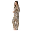 #followme Printed Flannel Button Front PJ Pant Set, Leopard, X-Large