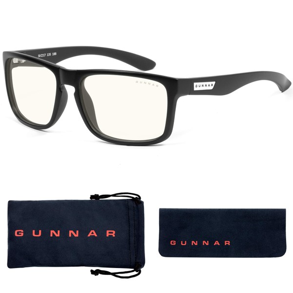 Gunnar Gaming and Computer Glasses - Intercept, Tortoise Frame, Amber Lenses - Blue Light Filter Glasses, Premium Blue Filter, UV Protection, onyx frame