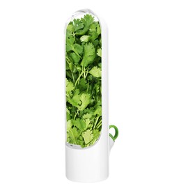 Konesky Herb Storage Container with Clear Front Lid,BPA-Free Herb Saver for Refrigerator,Reusable Fresh Herb Keeper for Refrigerator Keeps Cilantro Parsley Thyme Fresh for 2-3 Weeks,6.5x8.5x25.5cm