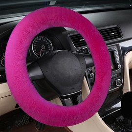 Australian Sheepskin Wool Steering Wheel Cover Fuzzy Fur Steering Wheel Cover for Men Women Plush Car Wheel Cover for Universal Steering Wheel 13.7-17 inches(35CM-43CM)