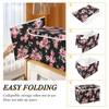 CaTaKu Large Fabric Storage Bins With Lids, Floral Pink Rose