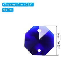 PATIKIL K9 Crystal Octagon Beads 2 Holes Pendants, 60 Pack 14mm Chandelier Prisms Parts Ornaments Hanging Beads for DIY Arts Crafts Decoration, Black Purple