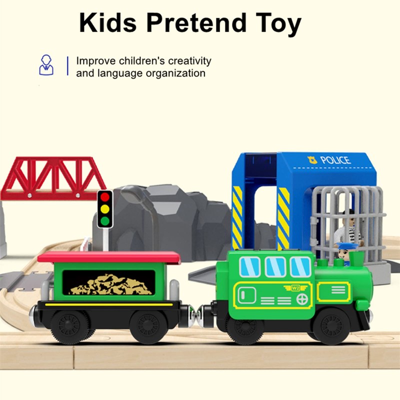 Battery Operated Locomotive Train Set for Wooden Train Tracks,Powerful Engine