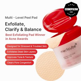 medicube Toner Pads Red Succinic Acid Panthenol Facial Peeling Pad | Exfoliating Toner Pad for Breakout-Prone Skin | Niacinamide, AHA, BHA, and Soothing Panthenol - Non-Comedogenic, 70 Pads (1 Pack)