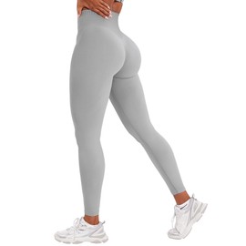 YEOREO Women Seamless Workout Leggings Gym High Waist Yoga Pants Light Grey L