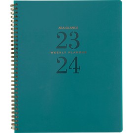AT-A-GLANCE 2023-2024 Academic Planner, Weekly & Monthly, 8-1/2" x 11", Large, Monthly Tabs, Flexible Cover, Signature Lite, Teal (YP90LA12)