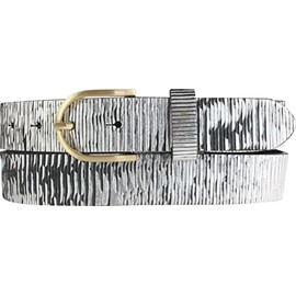 BELTINGER Women's Belt Metal Look Made of Full Cowhide Leather 3 cm Women's Belt Metallic Look 30 mm Leather Belt for Women with Golden Belt Buckle 3.0 cm, Black metallic, gold, 85 cm (Gesamtlänge 100 cm)