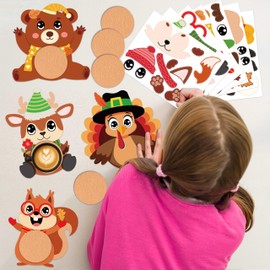 32PCS Fall Thanksgiving Coaster Crafts Kits: DIY Make Your Own Autumn Turkey Cup Mat Decorations Arts and Craft for School Classroom Games Harvest Activities Home Party Supplies