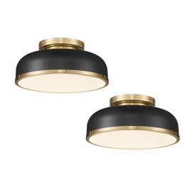 kudos Ceiling Light, 16-inch LED Flush Mount Ceiling Light, Black and Gold Finish, 30W/1900lm Light Fixtures Ceiling Mount for Bedroom,Hallway, 3000K/3700K/4500K/5100K/6000K Adjustbale, KDCL15-BK-L