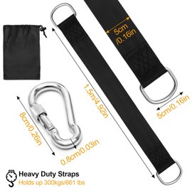 FL HUA Pack of 2 Swing Attachment with Carabiner, Heavy Duty Swing Hanging Outdoor Tree Swing Attachment Long for Balcony Hammock Hanging Chair