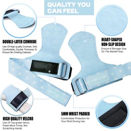 LARA STAR Correas de alta calidad para levantamiento de pesas para un máximo apoyo de agarre, guantes de peso muerto y almohadillas para orejas de agarre alternativas en fitness, gimnasio, entrenamiento de potencia como levantamiento de pesas y boleros (