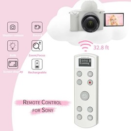 USB-C Rechargeable Wireless Camera Shutter Remote Control with OLED Screen for Sony ZV-1, ZV-E10,ZV-1F, A6100, A6400, A6700,A7IV,RX100 VII,A9,A9 II,Replace RMT-P1BT (White)