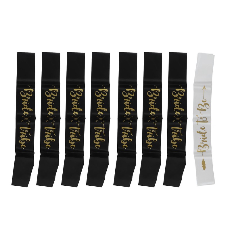 8Pcs Bride Bridesmaid Sash Gold Letters Hypoallergenic Material Wedding Bride