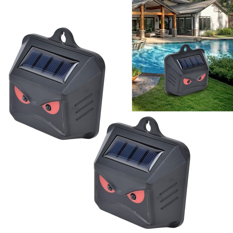 2pcs Animal Repeller Red LED Strobe Lights Waterproof Design Solar