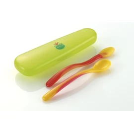 Richell Cutlery "Odekake Lunch-kun" (Lunch on the go) Baby Food Spoon Set (with case) Soup spoon: 6.3 x 1.0 inches (16.1 x 2.5cm) Baby food spoon: 6.1 x 1.0 inches (15.4 x 2.6cm)