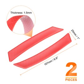 HARFINGTON 2pcs Car Reflective Trim Side Marker Stickers 6.6" x 1" Automotive Anti-Collision Reflector Guard Strips Car Wheel Eyebrow Bump Protector for Car SUV Pickup Truck, Red