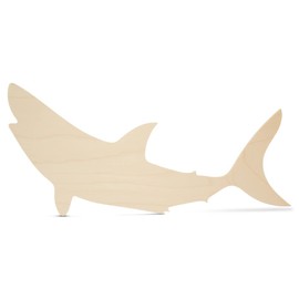 Unfinished Wooden Shark Cutout 18 inch, 5 Pcs Wooden Shapes for Crafts and Summer & Nautical Decor and Crafting, by Woodpeckers