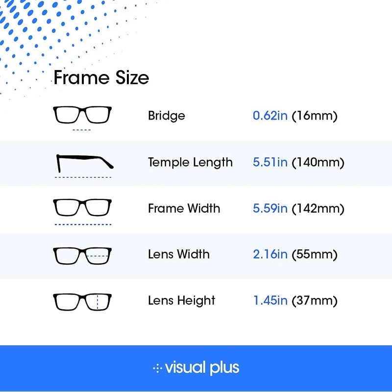 Visual Plus Blue Light Blocking Rectangular Reading Glasses for Men