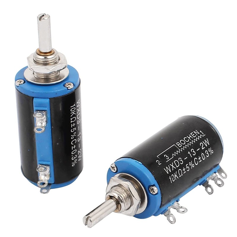DKARDU 4 pcs WXD3-13-2W 10K Ohm Multi-Turn Wirewound Potentiometer Rotatable