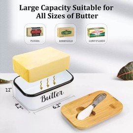 LANDNEOO Butter Dish with Lid and Butter Curler Knife for Countertop - Unbreakable Met...