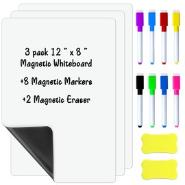 3PCS Magnetic Whiteboard Fridge White Board Magnetic A4 Dry Erase Board for Refrigerators for Memos Notes Lists and Notepads in Home Kitchen Office School