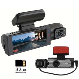 Dash Cam Front & Rear, Cardvr Video Dash, 1 Count Mini Dash Cam for Car with 32GB SD Card, 3.16 Inch IPS Screen 1080P HD Camera with Dual Lens
