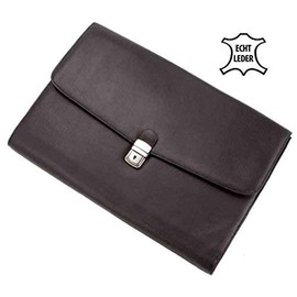 ALASSIO Udine 41016 Document Case with Lock and Zip Compartment Genuine Leather Black, black