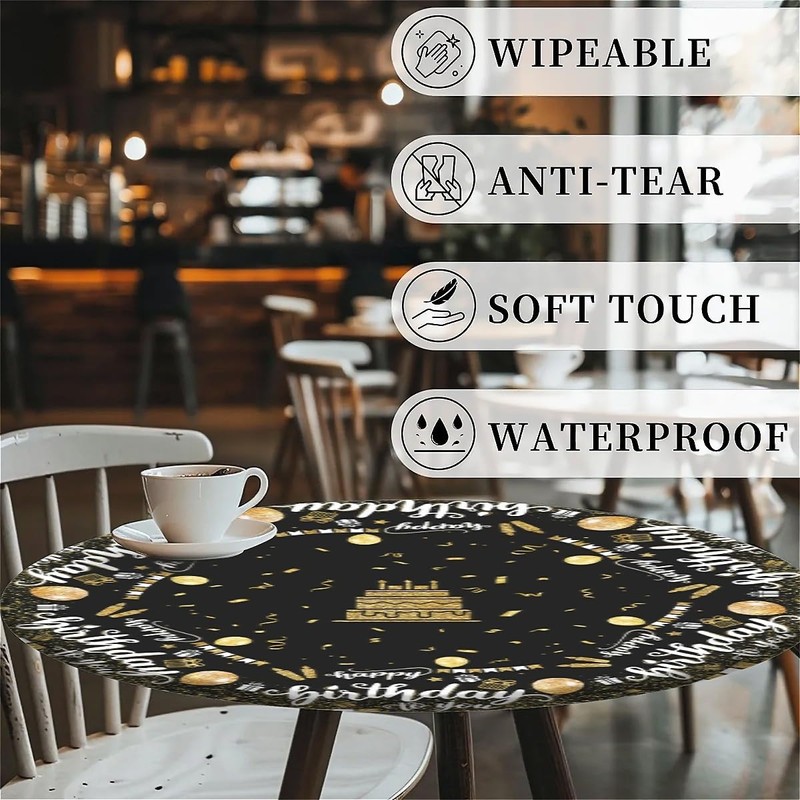 Outdoor Round Tablecloth with Elastic Band 36 In-90cm Elastic Garden