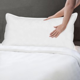 Elegant Comfort Set of 2 Hotel Quality Bed Cooling Gel-Infused Filling-100 Solid 100% Cotton Cover, Medium Firm Supportive Pillows for Stomach, Side or Back Sleepers, King, White 2 Count