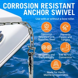 Better Boat Anchor Swivel Stainless Steel Anchor Swivel Shackle Chain Swivels 3/8" to 1/2 "