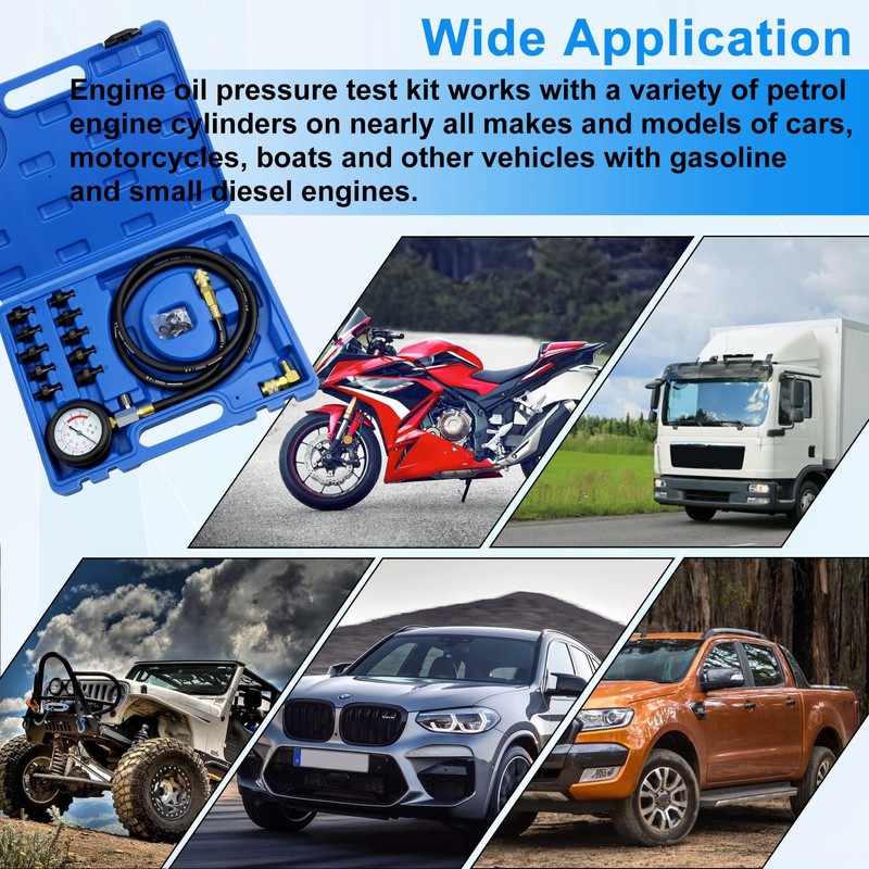 JoyFans Oil Pressure Tester Tool, 0-140PSI Oil Pressure Gauge Kit