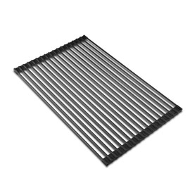 edge Roll Up Dish Drainer, Over The Sink Multi-Purpose Foldable Drying Rack, Silicone Coated Black, Medium- 17" x 13.1"