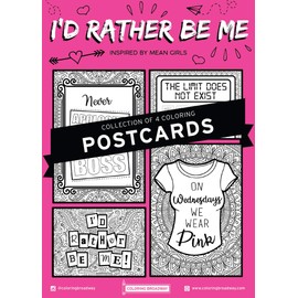 MEAN GIRLS | “I’d Rather Be Me” Collection | COLORING POSTCARDS by Coloring Broadway | Hand-drawn illustrations - Printed on matte card stock (5" x 7") - Set of 4 Individual Postcards