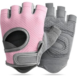 Breathable Workout Gloves for Women, Weight Lifting Gloves for Gym, Cycling, Exercise, Fitness and , with Excellent Grip and Cushion Pads - Color: Pink, Size: Large