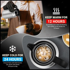 WYHVAND 51Oz Thermal Coffee Carafe for Hot/Cold, Stainless Steel Thermos Carafe for Hot Liquids, Dustproof Insulated Hot Water Carafe for Party/Home,Sliver
