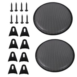 BQLZR Vehicle Speaker Black Plastic Mesh Round Car Audio Grill Cover 12 Inch Pack of 2