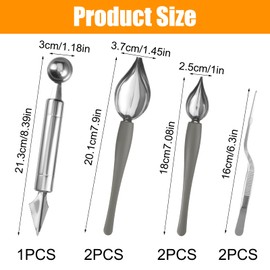 Set of 4 stainless steel decorative spoons, 2 pieces tweezers and fruit carving tools, easy to clean, rust and corrosion resistant, reusable decoration spoon set, tools, DIY tools, sauce