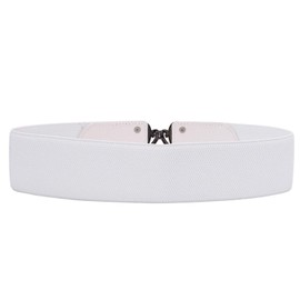 Syuer Womens Vintage Wide Elastic Stretch Waist Belt Retro Cinch Belt (L (78-96cm), White)