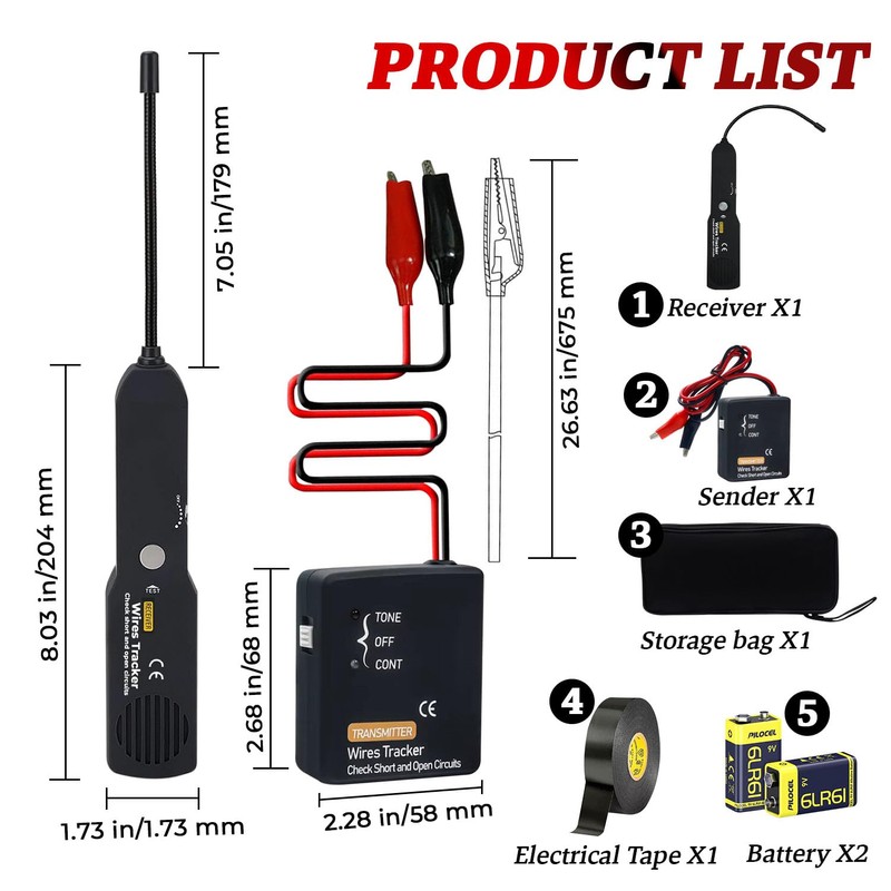 Automotive Circuit Tracer & Wire Tracker 6-42V DC Wire Short