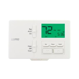 Lux Pro P721 Programmable 7 Day Thermostat; 2 Heat, 1 Cool; Horizontal Orientation; Batteries Included